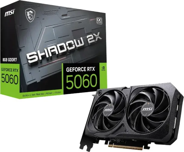 Placa de Video MSI GeForce RTX 5060 Shadow 2X OC, 8GB, GDDR7, 128-bit, 12x 209,19