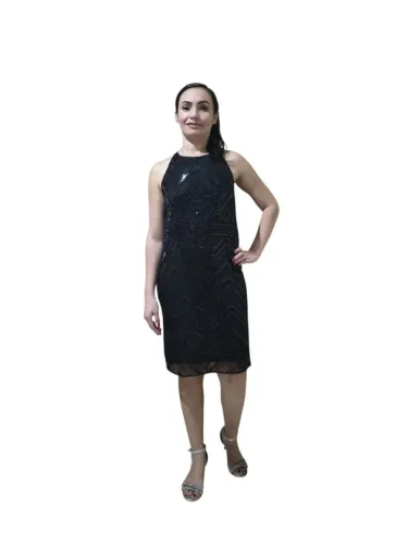 Vestido de festa preto com paité