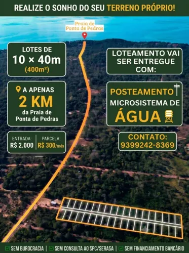 Terrenos na praia de ponta de pedras 10x40m
