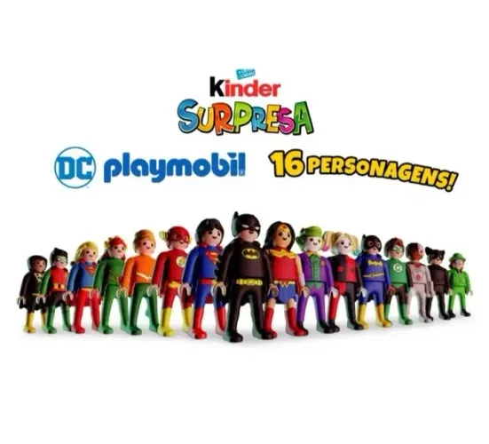 Coleção completa Playmobil Kinder DC com expositor 16 PERSONAGENS 