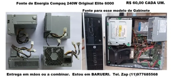 Fonte de Energia Compaq 240W Original Elite 6000 6005 6200 8200 810 e mais
