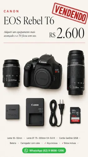 Canon EOS Rebel T6 + Lente EF 75-300mm f/4-5.6 III