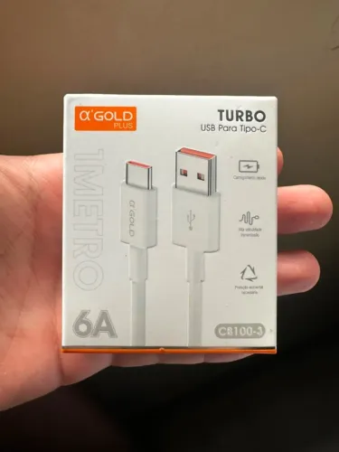 Cabo Turbo 6A - USB para TIPOC - A'Gold - Branco - Lacrado