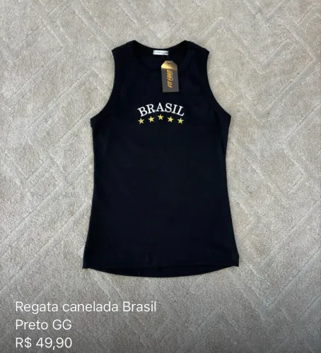 Regata Canelada Brasil Feminina Preta Tamanho GG - Toque Macio