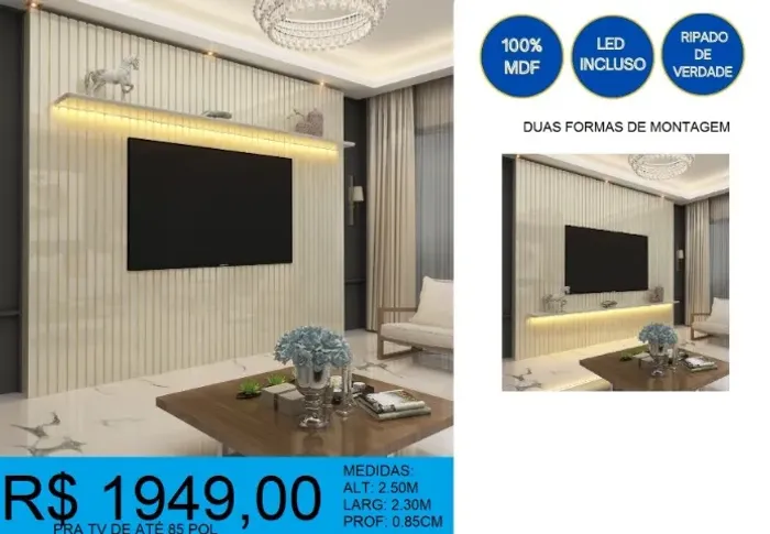 Painel Ripado Gelius Off White - Entrega e montagem GRATIS
