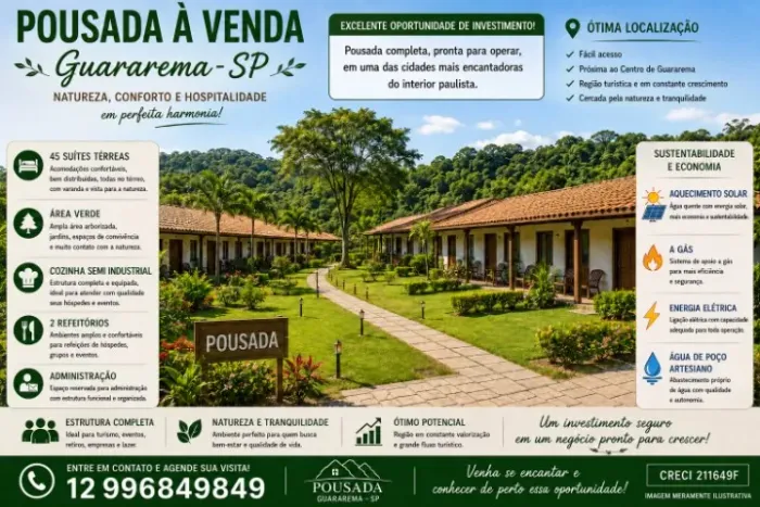 POUSADA EM GUARAREMA - ÓTIMA LOCALIZAÇÃO