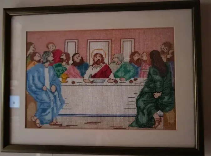 Quadro Santa Ceia em ponto cruz