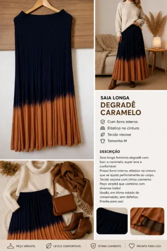 Saia longa degrade caramelo, M