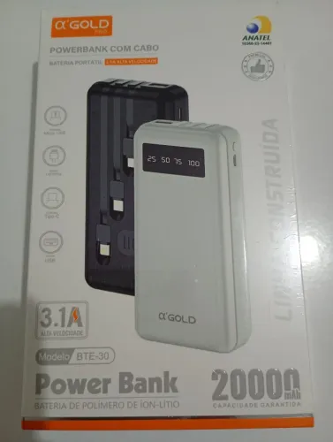 Carregador Portátil Power Bank 20000 Para iPhone E Samsung Universal - Cor Branca
