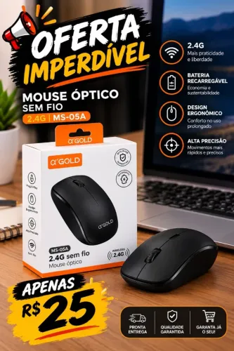 Mouse sem fio 2.4G Optico Recarregavel