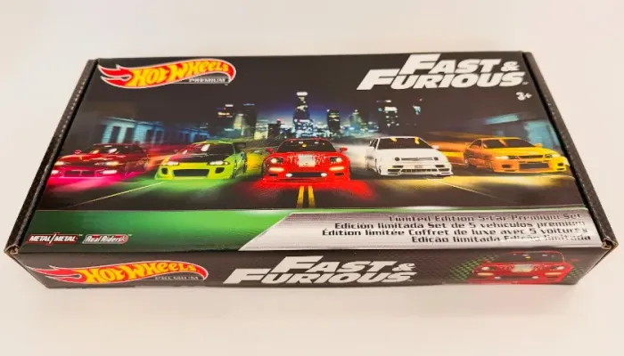 hot wheels premium fast & furious 5-car set com shipper