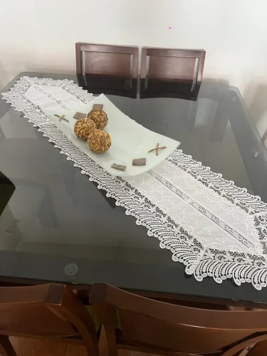 MESA DE JANTAR DE VIDRO COM 8 CADEIRAS