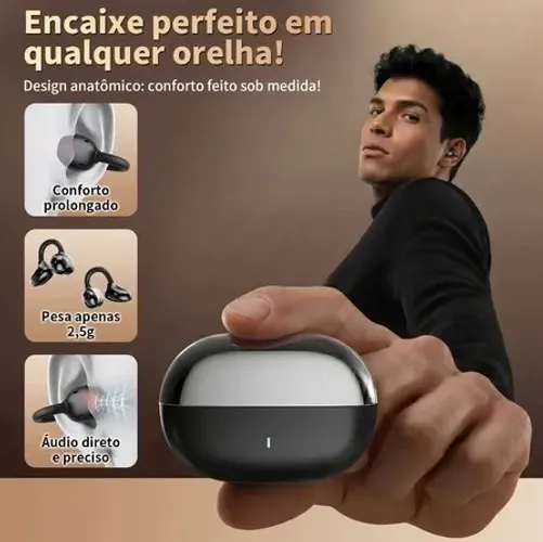 Fone de Ouvido Esportivo Sem Fio Bluetooth Com Microfone IPX5 À Prova D'Água Gancho Alta F