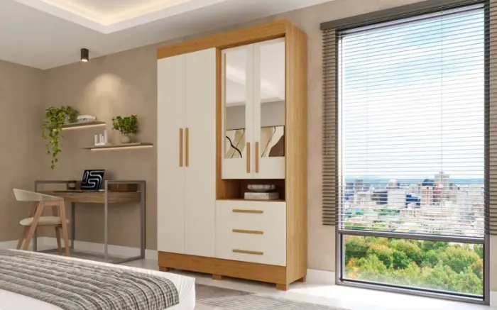 Guarda Roupa Débora 100% MDF 04 Portas e 03 Gavetas - Pronta Entrega!