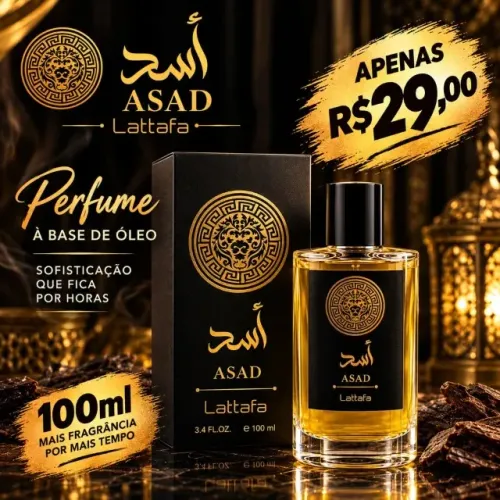 Perfume Árabe Asad Lattafa 100ml ? À Base de Óleo, Alta Fixação