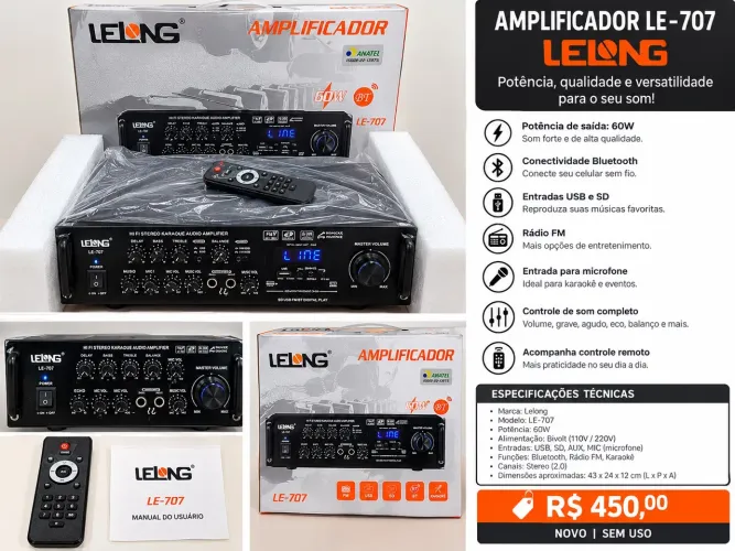 AMPLIFICADOR LELONG LE-707 - 60W