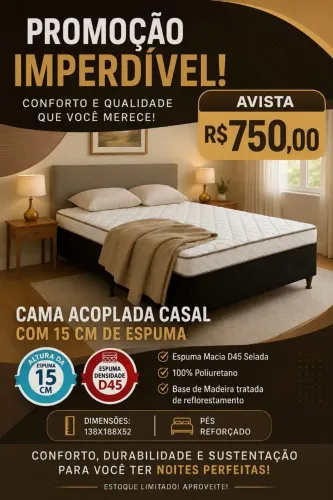 Cama acoplada casal nova de fábrica