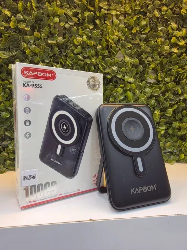 Power Bank Kapbom 10000mAh com Cabos Integrados, Carregamento sem Fio e Display